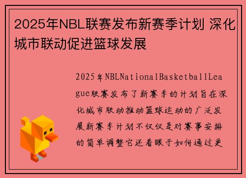 2025年NBL联赛发布新赛季计划 深化城市联动促进篮球发展